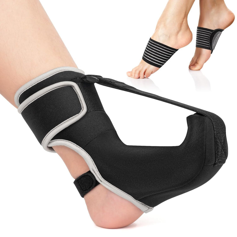 Plantar Fasciitis Night Splint Sock Upgraded Plantar Fasciitis Brace for Women Men with Arch Support for Achilles Tendonitis Foot Drop Heel Spur Pain Relief Black (Medium) Medium