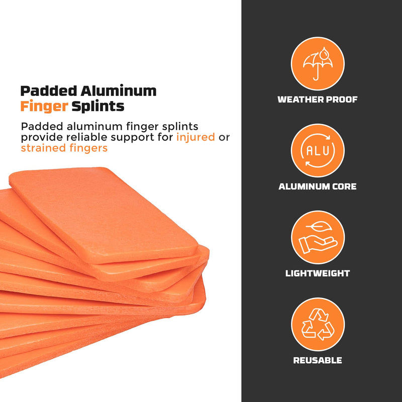 Primacare IS-5202 (Pack of 10) Padded Aluminum Finger Splints, Finger Brace for Pain Relief Sport Injuries, Basketball, Finger Buddy Wraps for Broken, Swollen Fingers or Dislocated Joint, 2", Orange