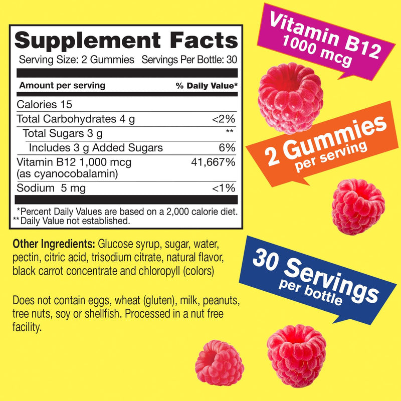 WellYeah Vitamin B12 1000mcg Gummies - for Energy, Mood, Metabolism and Immune System Support - Vegan Friendly and Gluten-Free, GMO Free and Doctor Recommended - 60 Gummies 60 Count (Pack of 1)