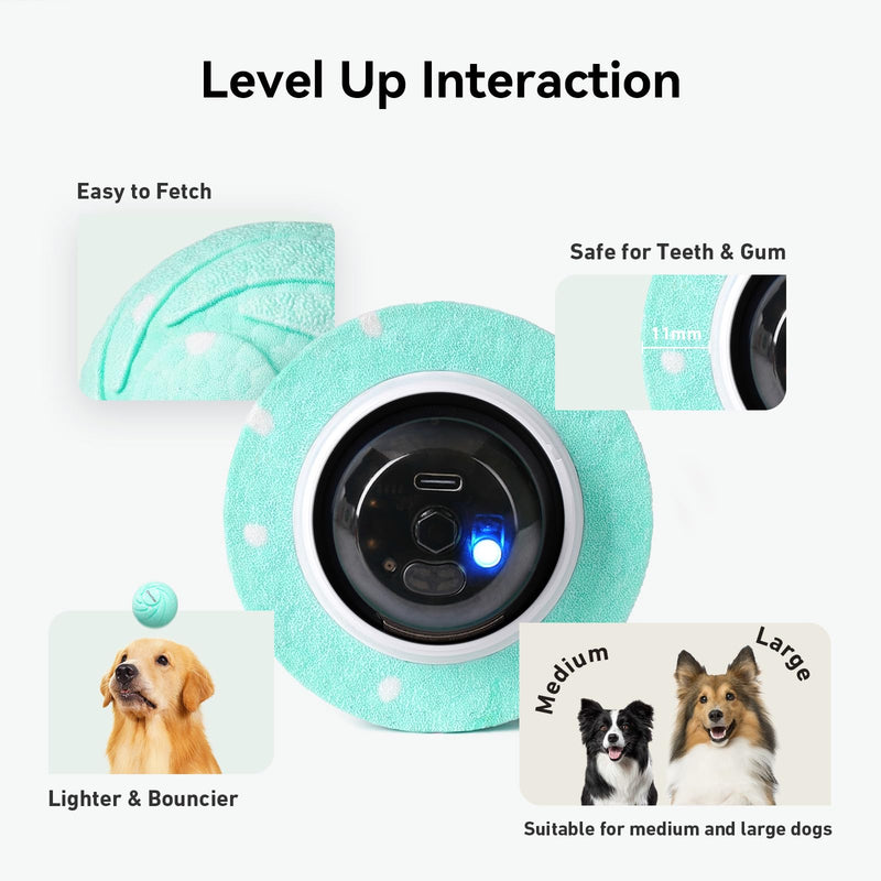 Cheerble [2025 Upgrade Smart Interactive Dog Toys,Wicked Ball AIR,3 Interactive Modes,Self Moving Bouncing Rotating Ball,E-TPU Material,IPX7 Waterproof,Active Rolling Ball for Medium and Large Dogs Aqua - BeesActive Australia