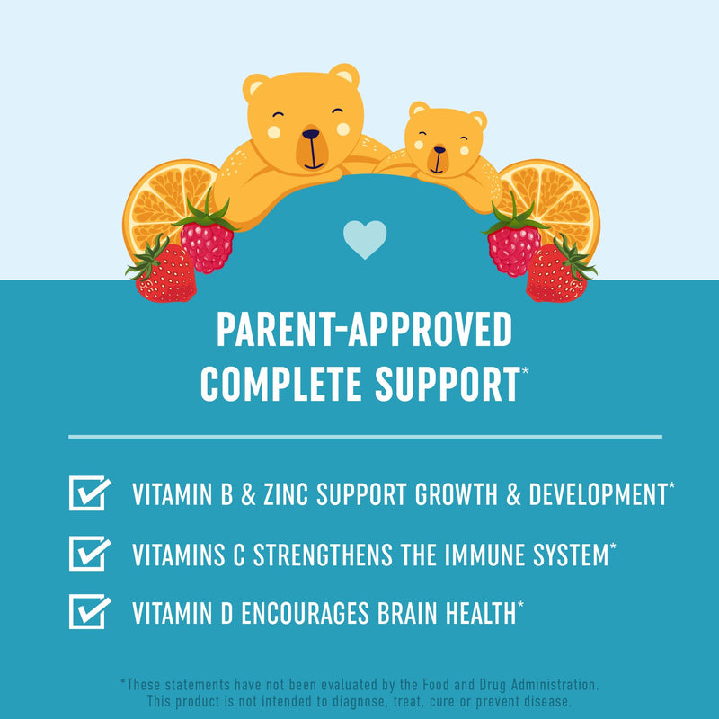 Kids Multivitamin Gummies | Vitamins A B C D & Zinc for Immunity & Growth | Daily Multivitamins for Children Ages 2+, Mixed Fruit Flavor, Gluten-Free, Third-Party Tested, 60 Gummies (1 Month Supply)