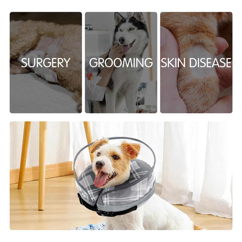 Inflatable neck brace dog, protective collar for dogs and cats, inflatable collar for recovery after operations or wounds, leak protection inflatable neck brace, protective collar dog collar gray M+ - BeesActive Australia