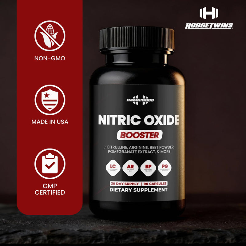 DAMN GOOD Hodge Twins Nitric Oxide, L-Arginine & L-Citrulline, 90 Ct | Nitric oxide booster with L-arginine & L-citrulline for workout performance, muscle pump & stamina support