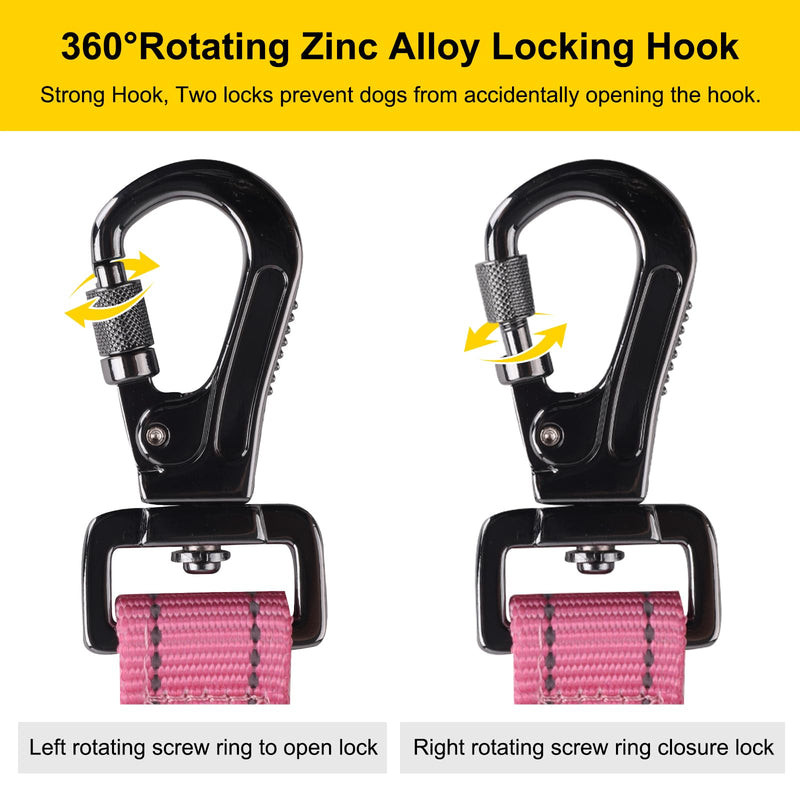 Hands Free Dog Leash for Small Medium Large Dogs, Adjustable Length no Hands Bungee Dog Running Leash, Cross Body, Shoulder & Waist Leash for Walking and Training with Car Seat Belt 4.5-7.5FT Pink Unicorn - BeesActive Australia