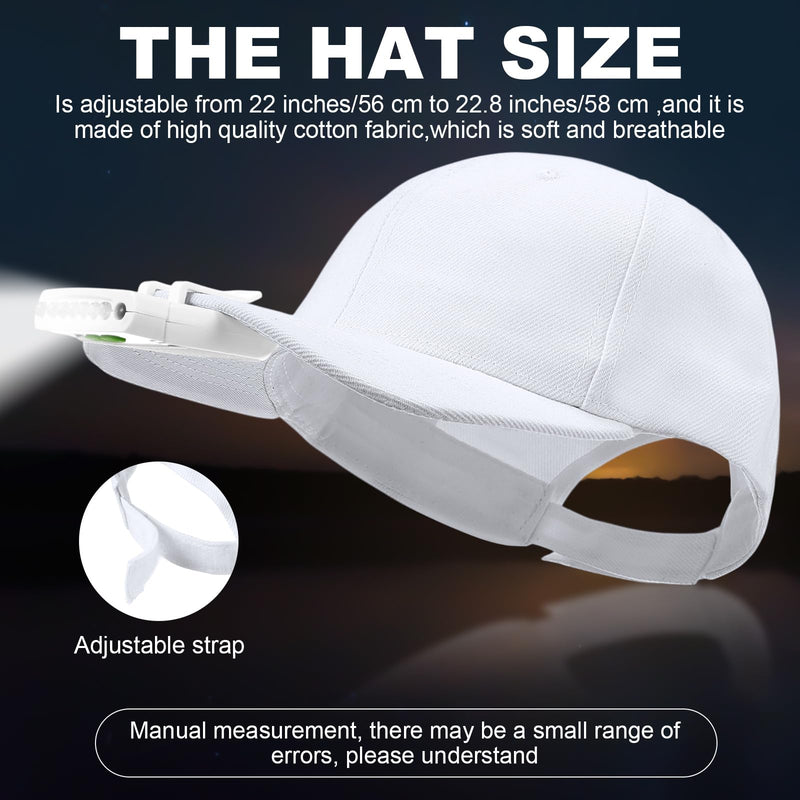 Mudder 3 Pcs LED Hat Light Baseball Cap with Clip on Light Hands Free Rechargeable Cap Visor Flashlight Headlamp for Camping Black, White, Gray