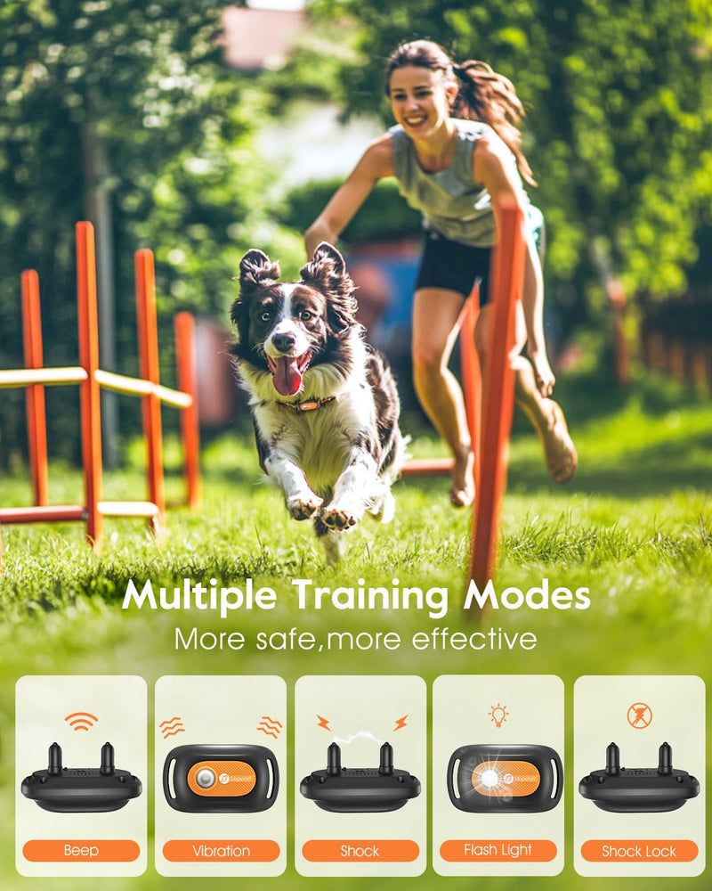 Dog Shock Collar,3300FT Dog Training Collar with Remote,IPX8 Waterproof E-Collar with Beep,Vibration,Shock,Light,Shock Lock Mode,Electric Shock Collar for Small Medium Large Dogs,Orange Orange - BeesActive Australia