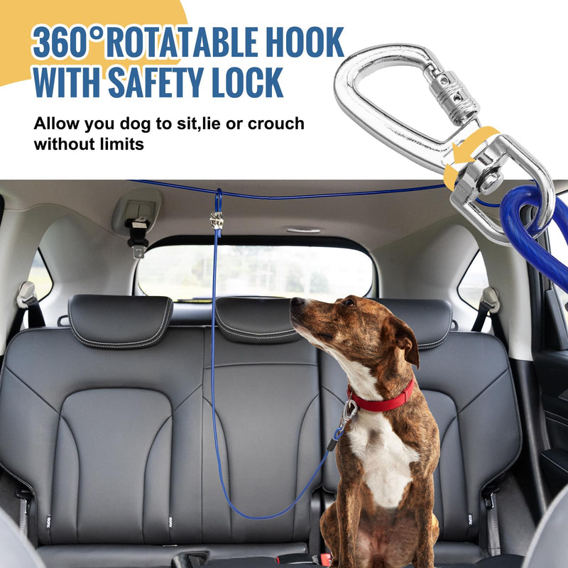 Adjustable Dog Seat Belt Harness for Car,Chew Proof Dog Car Leash Up to 200Lbs,Vehicle Dog Tether Car Restraint,Dog Truck Barrier Tie Down Out,Dog Safety Harness for Car Travel(5FT,for 1 Dog) 5FT Blue,For 1 Dog - BeesActive Australia