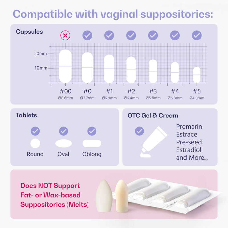 VWELL MaxComfort Tapered Vaginal Rectal Suppository Applicator Fits Most Prescription Capsule, Tablet, Pill, Gel, Cream (Universal) Universal - BeesActive Australia