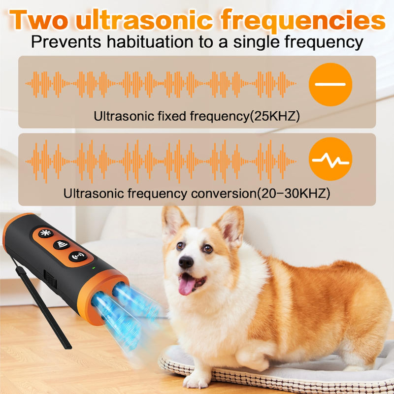 Anti Barking Device for Dogs – Ultrasonic Rechargeable Bark Deterrent with 4 Safe Modes, 50ft Range, Portable and Effective for All Dogs