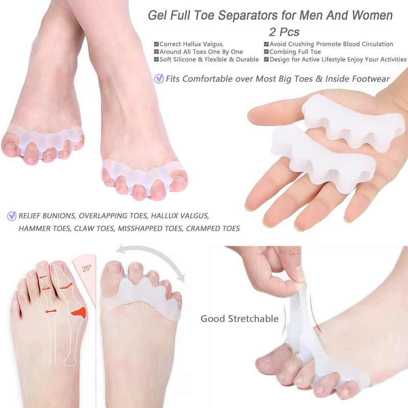 GELMAY 15Pcs Bunion Corrector, Hallux Valgus Relief Pads Toe Spacer Straightener Big Toe Separator Correction Splint Hammer Gel Metatarsal Sleeve Protector Brace Exercise Strap - BeesActive Australia