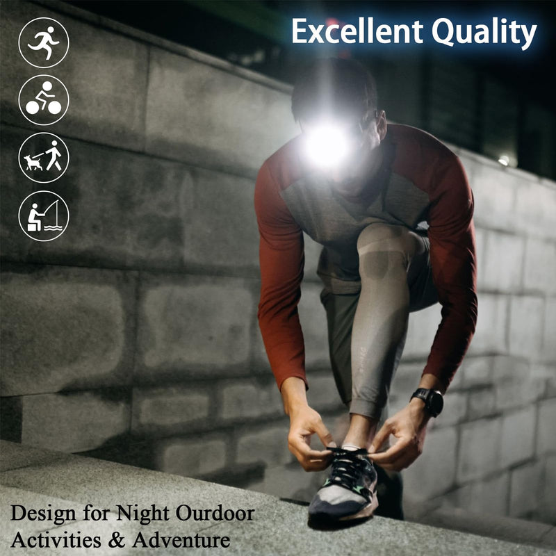 Outdoor Running Headlamp Waterproof Head Lamps for Camping/Hunting/Hiking/Fishing 5200mAh Rechargeable Led Headlights 5.1oz Lightweight Hands Free for Adults