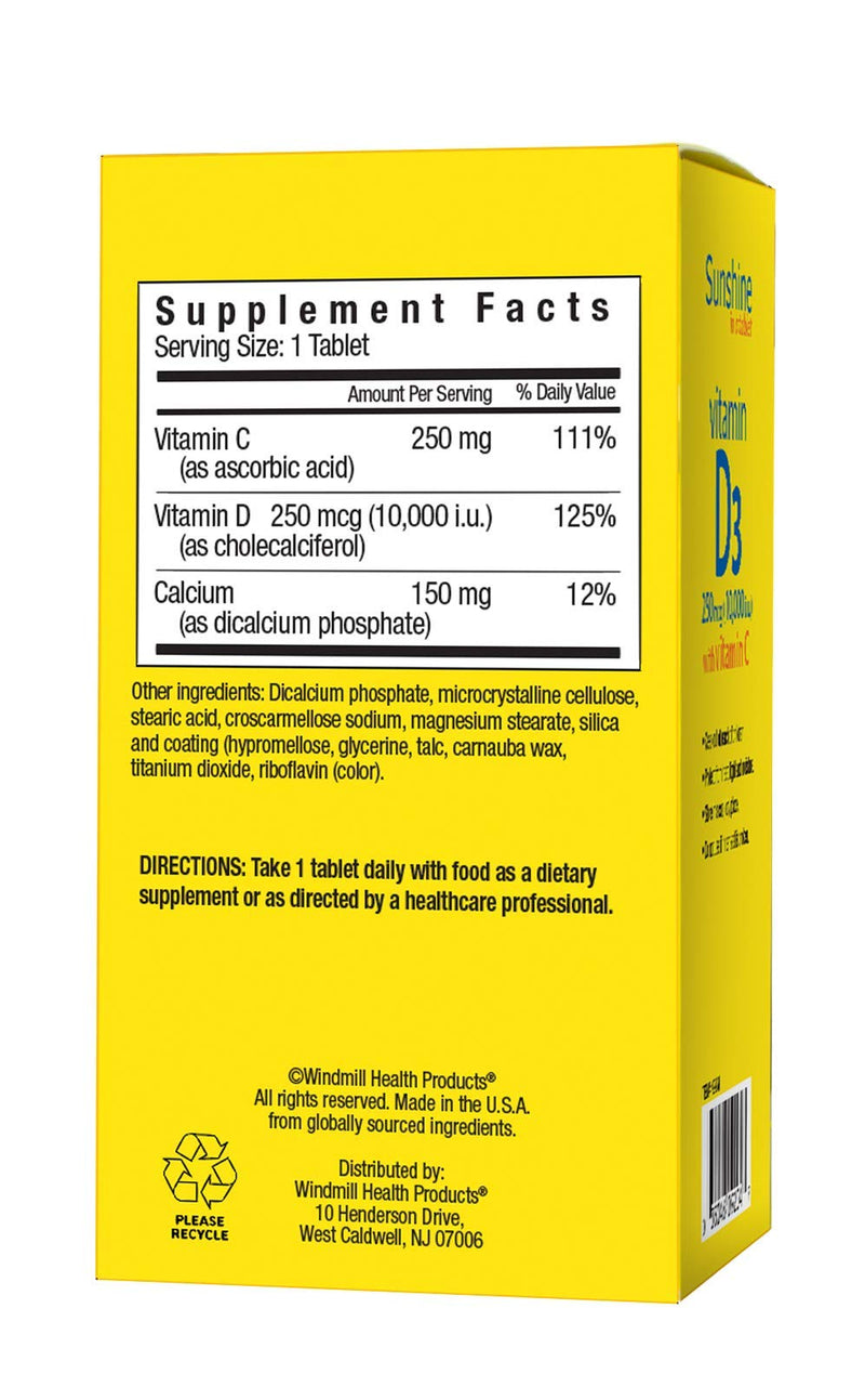 Sunshine Vitamin D 10,000 IU, Healthy and Strong Bones, 30 Servings 30 Count (Pack of 1)