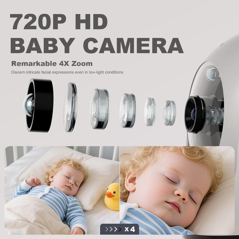 Baby Monitor with Camera and Audio ‚Äì 720P Baby Camera No Wifi, 5 inch Screen,48 Hours Battery Life, Night Vision, Remote Pan& Tilt& ZoomÔºåTwo-Way Talk, Lullabies, Thermal Monitor, 1000ft Range 530