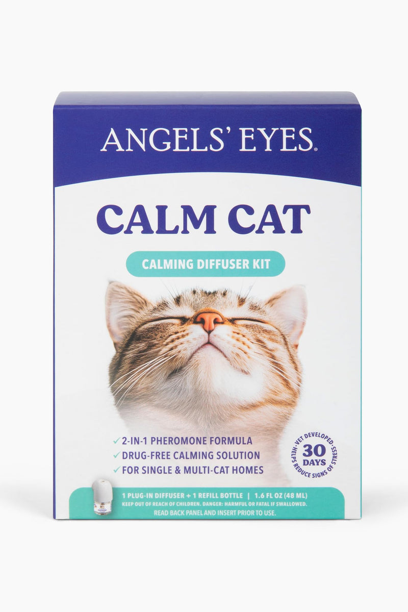 ANGELS' EYES Advanced Pheromone Calming Solution for Cats, 30-Day Starter Kit, Plug-in Diffuser + Refill, Helps Reduce Hiding, Scratching, Stress & Spraying, Multi-Cat Homes