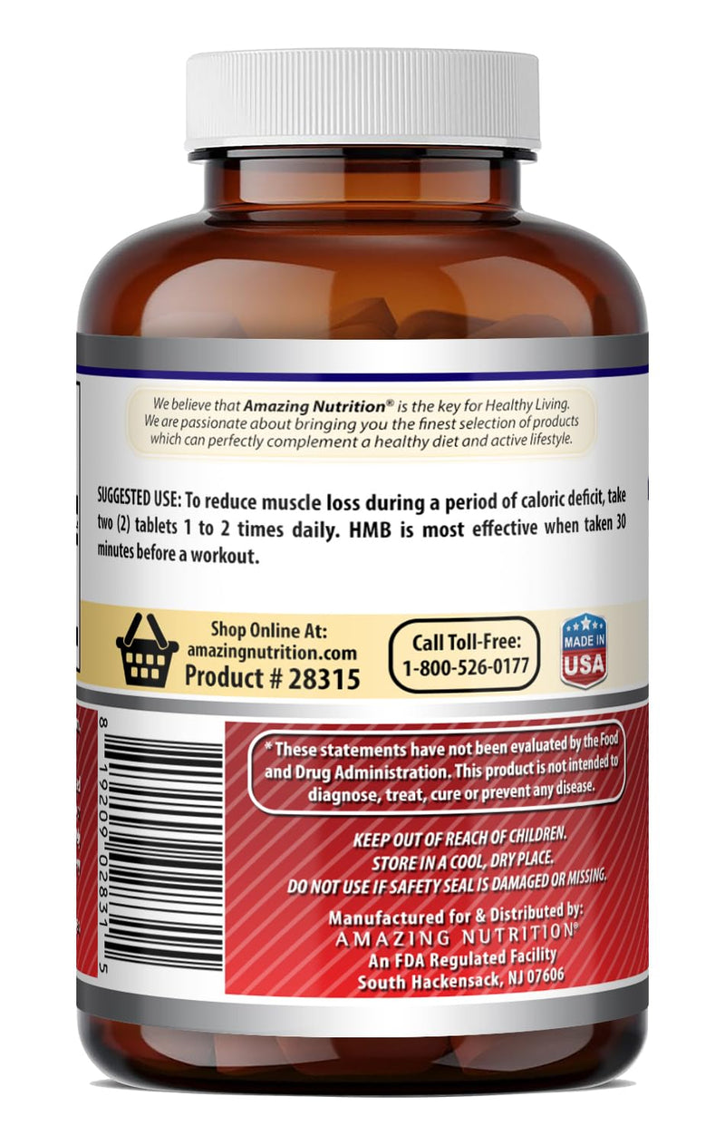 Amazing Formulas HMB (Beta-Hydroxy Beta-Methylbutyrate) Supplement | 2000 Mg Per Serving | 120 Tablets | Non-GMO | Gluten Free | Made in USA 1 Pack