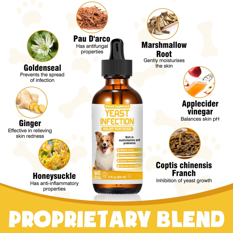 Yeast Infection Treatment for Dogs,Dog Ear Infection Treatment,Itchy Ear,Skin&Allergy Symptoms Relief-Reduces Inflammation&Relieves Irritation,Dog Supplement Drops with Multivitamins Probiotics 2 Pack