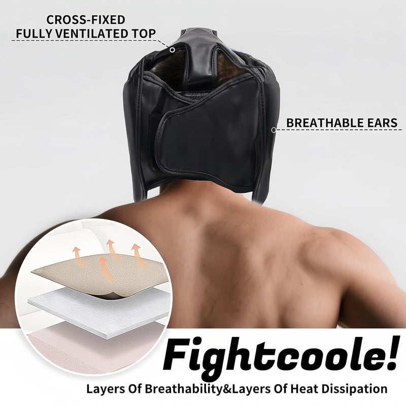 2 Pack Boxing Headgear for Adult Men Kids, Thickened Training Sparring Head Guard for MMA Kickboxing Muay Thai Equipment