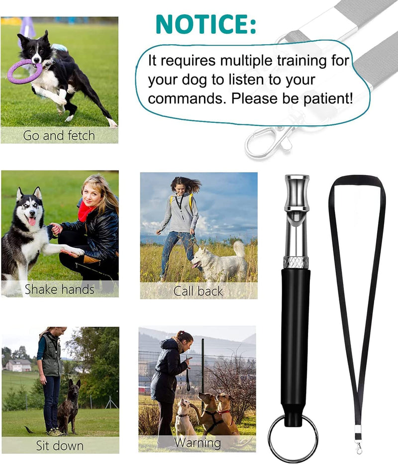 Dog Whistle, 2-Pack Professional Ultrasonic Dog Whistle to Stop Barking, Recall Training, Ultrasonic Silent Dog Whistle Training to Stop Barking Control Devices for Neighbors Dog, with Black Lanyard - BeesActive Australia