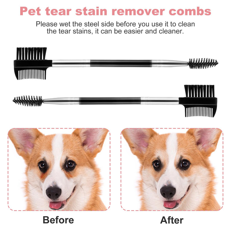 Bewudy Pack of 4 tear stain removal comb, double-sided dog eye comb brush, dog tear stain remover comb, dog eye grooming comb, care comb for removing crusts and mucus (4 pieces), 4 pieces - BeesActive Australia