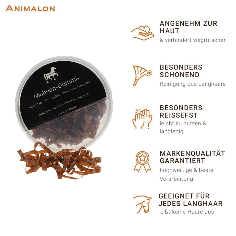 Animalon mane rubbers made of silicone | Braiding elastics for horse hairstyles | gentle braiding with tear-resistant mane elastics | Ideal tournament accessories for horses (300 pieces, brown) 300 pieces (pack of 1) - BeesActive Australia