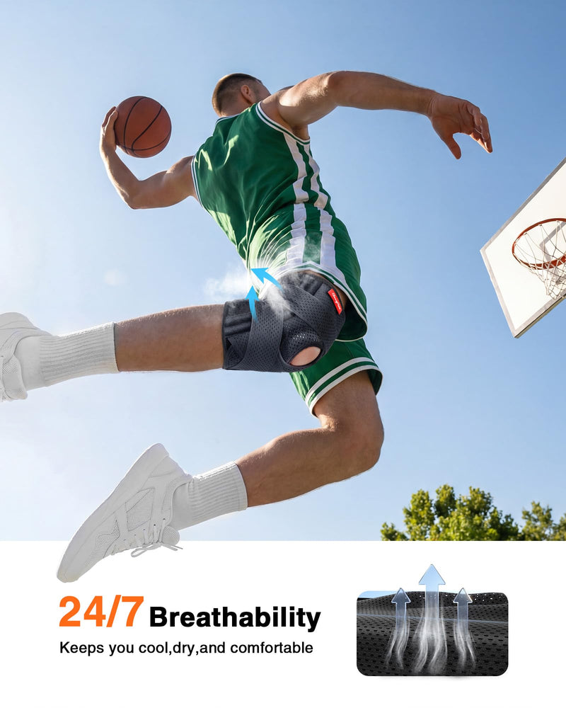 changenow Upgraded Medical-Grade Knee Brace for Women and Men,[Ultra Breathable & V-Straps] Knee Support with Side Stabilizers,for Meniscus Tear,Knee Pain,Arthritis,MCL,ACL Injuries-Knee Wrap(Medium) Black Medium
