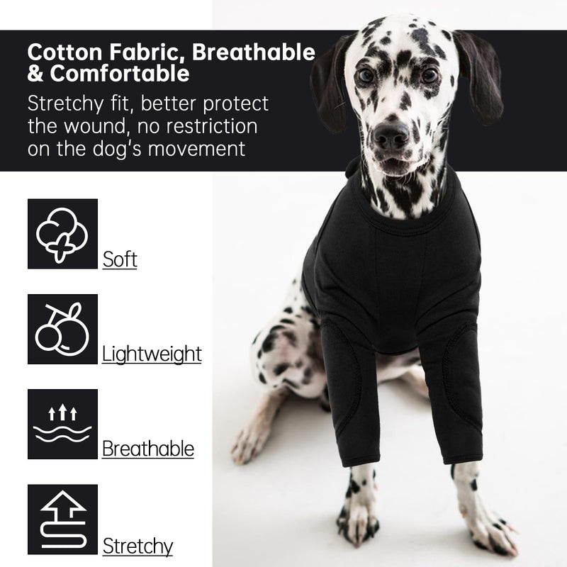 Dog recovery suit, elbow pads for dogs, recovery cover, knee bandage, dog front leg, dog arm protection, pet wounds prevent licking, bites, wetness and infection (black, L) black - BeesActive Australia