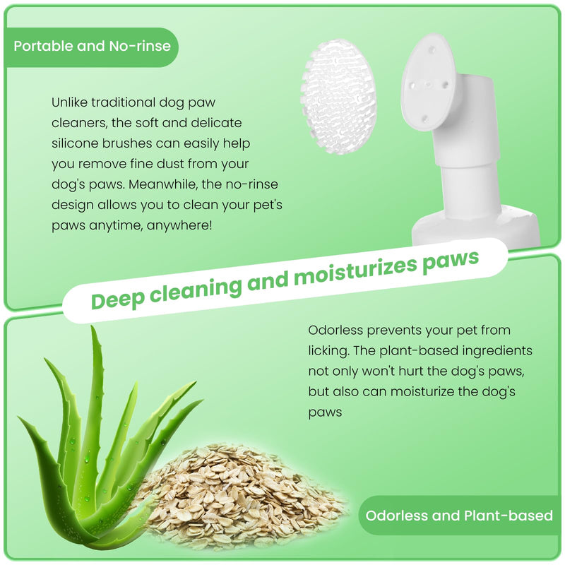 Paw Cleaner for Dogs and Cats (6.8 oz) | Clean Paws No-Rinse Foaming Cleanser| Dandelion Paw Cleanser Paw Brush for Dogs| Dog Paw Scrubber| Cat Paw Cleaner w/Absorbent Towel (Fragrance Free) Fragrance Free - BeesActive Australia