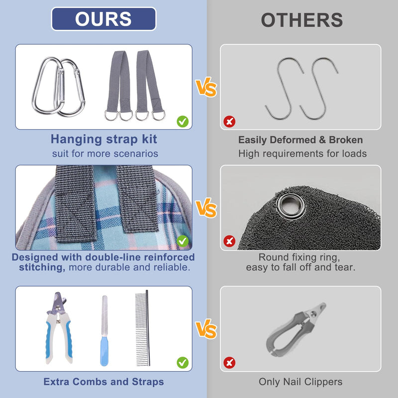 BEAUTYZOO Dog Grooming Hammock, Medium Dog Sling for Nail Trimming, Dog Hanging Harness for Claw Care with Thick Fabric Neck Support Wide Strap Restraint Cat Grooming Hammock, Blue L L (Leg Spacing: 10.6-15" / Max W: 60lbs)