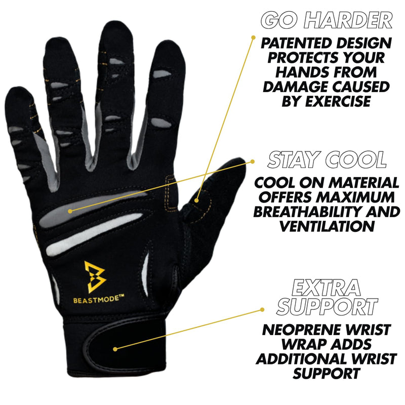Bionic Women's Beastmode Full Finger Gym Workout Gloves Large - BeesActive Australia