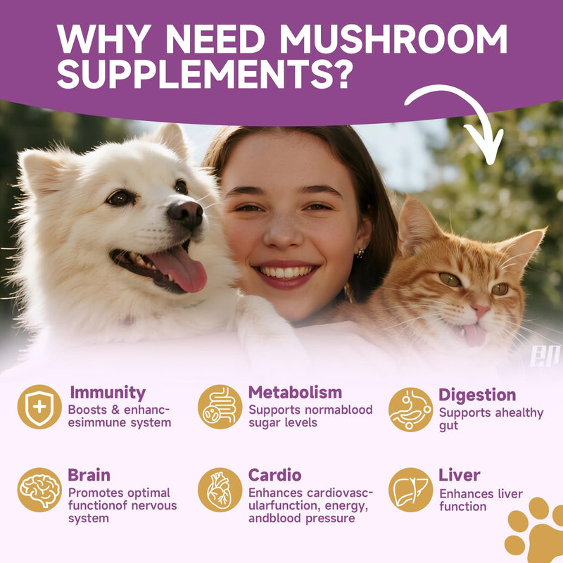 Taurine Drops for Cats - Supports Heart, Vision, Energy & Vitality, Immune System Health, Mushroom for Dogs & Cats, Support Immune System, Digestion, Skin & Coat,