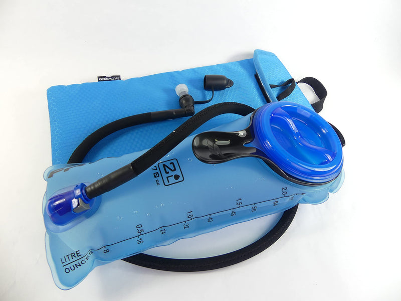 Hydration Pack with 2L or 3L Water Bladder & Cooler Bag > Keeps Drink Cool & Protects Bladders > Camelback Reservoir for Hydration Backpack, Tasteless & BPA Free, Quick Release Tube & Shutoff Valve 2L Blue