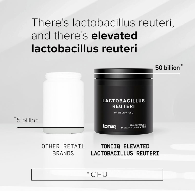 Toniiq 50 Billion CFU Lactobacillus Reuteri Probiotic 50mg per Serving | L Reuteri Probiotics - Highest CFU Count Lactobacillus Reuteri Probiotic - 120 Vegetarian Capsules - 120 Servings 120 Count (Pack of 1)