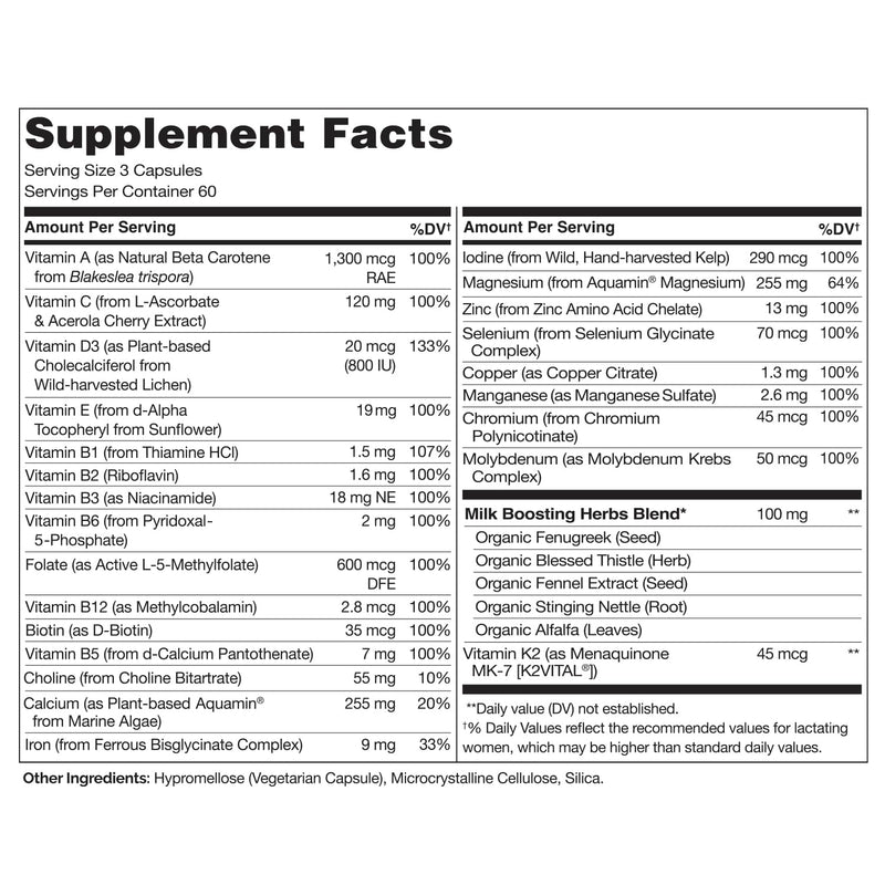NATURELO Postnatal Multivitamin, Postnatal Vitamins, 180 Capsules | For breastfeeding women, plant-based vitamin D, folate, gentle iron, post natal lactation support, breastfeeding supplement 180 Count (Pack of 1)