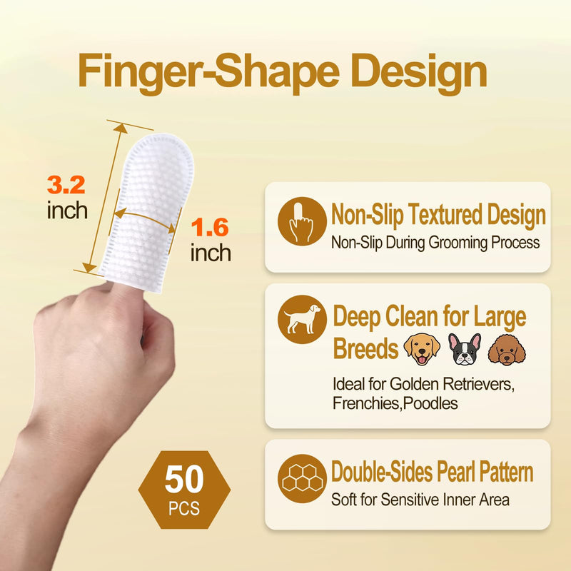 Dog Ear Finger Wipes,Gently Remove Ear Wax & Dirt,Relieve Ear Itching. All Natural Ingredients Dog Ear Wipes.Safe & Gentle Ear Wipes for Dog & Cat - 50 Count Green Tea 1.6'' 50pcs Light Yellow
