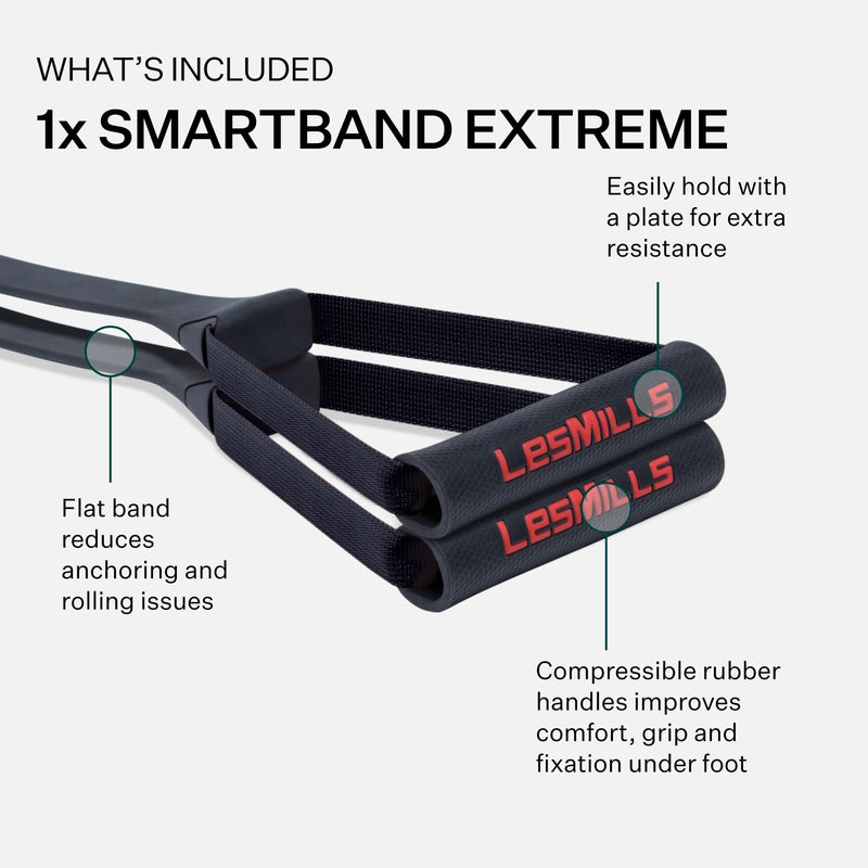 Les Mills™ SMARTBAND Extreme™ Workouts Bands with Handles for Women and Men, Resistance Bands for Working Out, Stretch Bands for Exercise at Home - BeesActive Australia