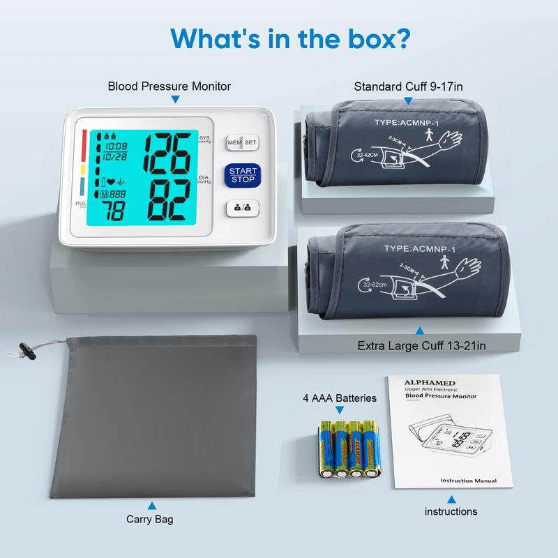Blood Pressure Monitor for Home Use with Dual Cuffs, Upper Arm 1 monitor + 2 cuff sizes