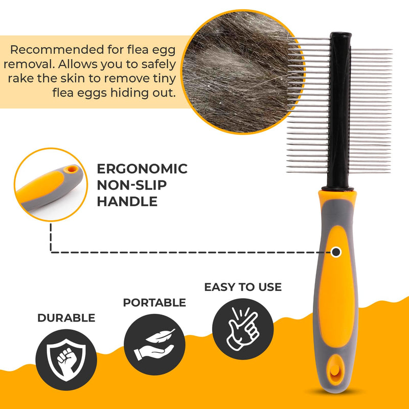 Double-Sided Pet Pin Comb - Dual-Action Flea Removal & Tangle-Free Grooming Tool for Dogs and Cats, Gentle on Skin, Ideal for All Fur Types - BeesActive Australia