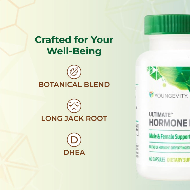 Youngevity Ultimate Hormone FX Hormone Support Supplement, 60 Capsules | Hormone support formula, blended vitamin and mineral supplement, daily wellness support, convenient capsules, 60-count bottle