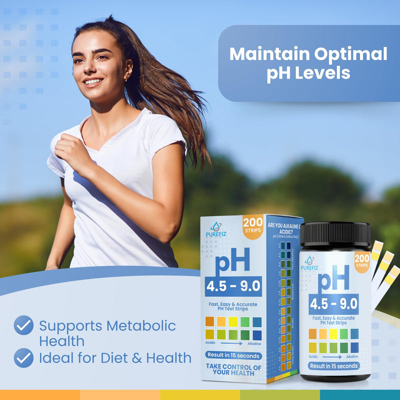 pH Test Strips for Urine & Saliva – 200 Easy-to-Use Strips for Fast, Accurate pH Testing at Home, Get Clear Acid-Alkaline Balance Results in Seconds, Perfect for Tracking Your Body's pH, 4.5-9.0 Range pH 4.5-9.0 (200 Pack) - BeesActive Australia