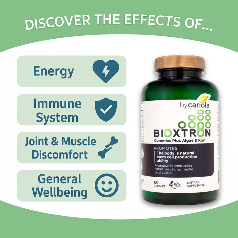 Bioxtron Natural Stem Cell Supplement Gummies - Spirulina, Vitamin B1, B2, B3, Magnesium - Supports Energy, Joint, Muscle, Immune Health - Stem Cell Regenerator - 60 Gummies (30 Servings) 60 Count (Pack of 1)