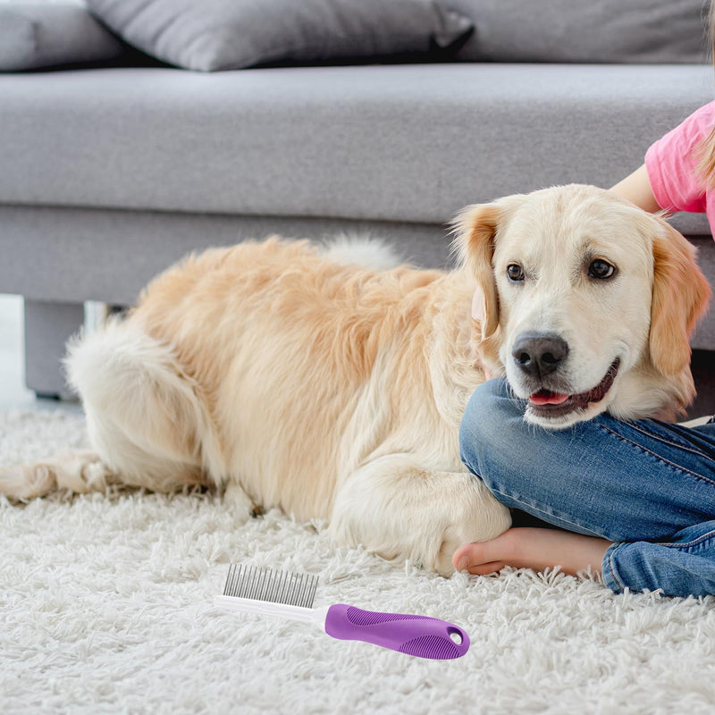 EnixwH dog comb made of stainless steel, cat brush long hair, cat comb for removing animal hair, undercoat brush dog for loosening knots and tangles for dogs and cats (purple) 1 piece dog hair brush for removal - BeesActive Australia