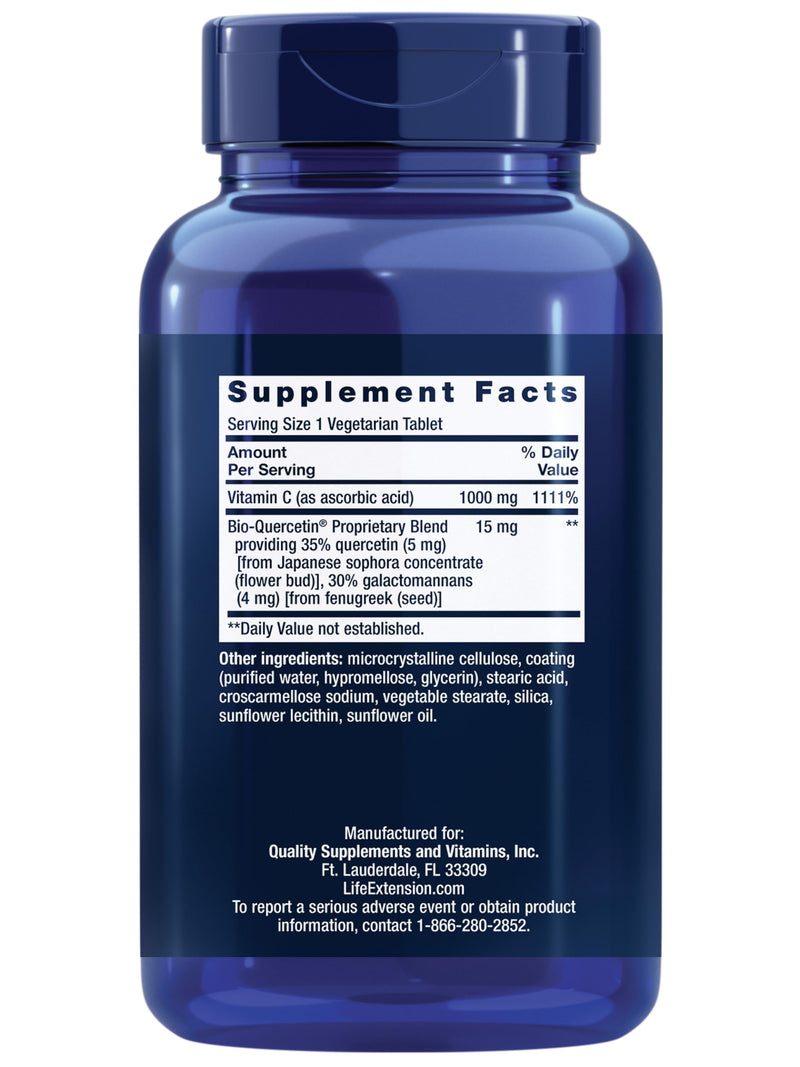 Life Extension Vitamin C & Bio-Quercetin Phytosome – Vitamin C Plus Ultra-Absorbable Quercetin for Immune Support – Gluten-Free, Non-GMO, Vegetarian – 250 Vegetarian Tablets 250 Count (Pack of 1) - BeesActive Australia