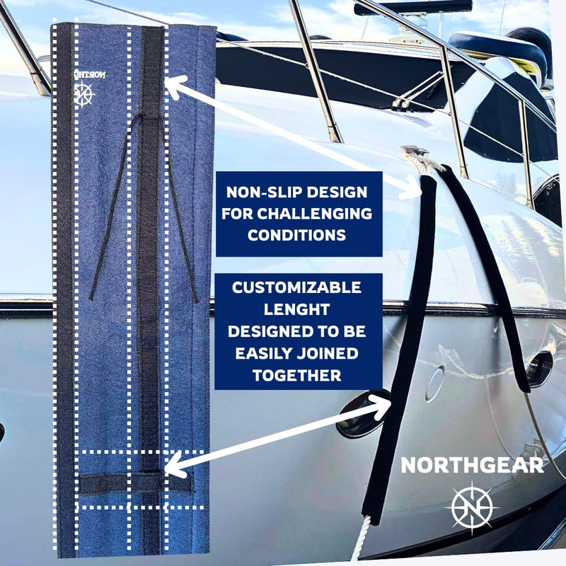 Dock Line Chafe Guards,Size 24" and 47" Inche Length (2 Pack) - Ultra-Strong Removable Chafing Guard, UV Resistant, Eliminates Boat Line Squeaking and Protects Your Boat Finish Black 24" - BeesActive Australia