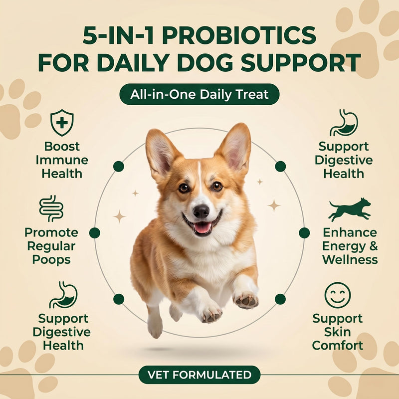 Probiotics for Dogs Digestive Health - 200 Chicken Flavored Chewable Tablets for Gut Health, Immune Support & Pumpkin, Papaya, Flaseed Power - Advanced Dog Probiotic Supplements