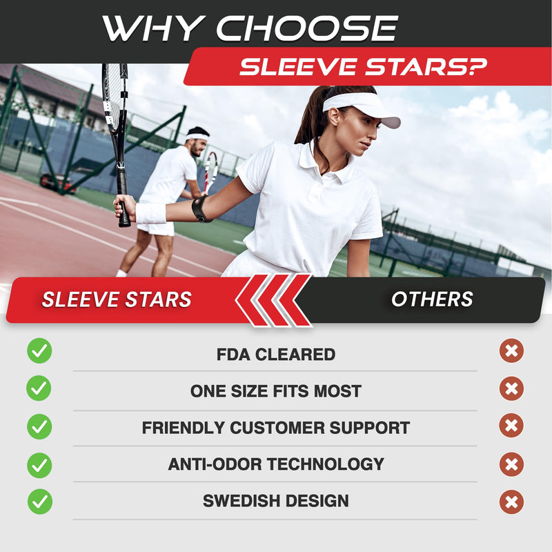 Sleeve Stars Tennis Elbow Brace for Women - Adjustable Tennis Elbow Strap, Golfers Elbow Brace for Men, Counterforce Brace for Tendonitis Relief, Fits 9"-23" (Pair/Black) One Size Black 2