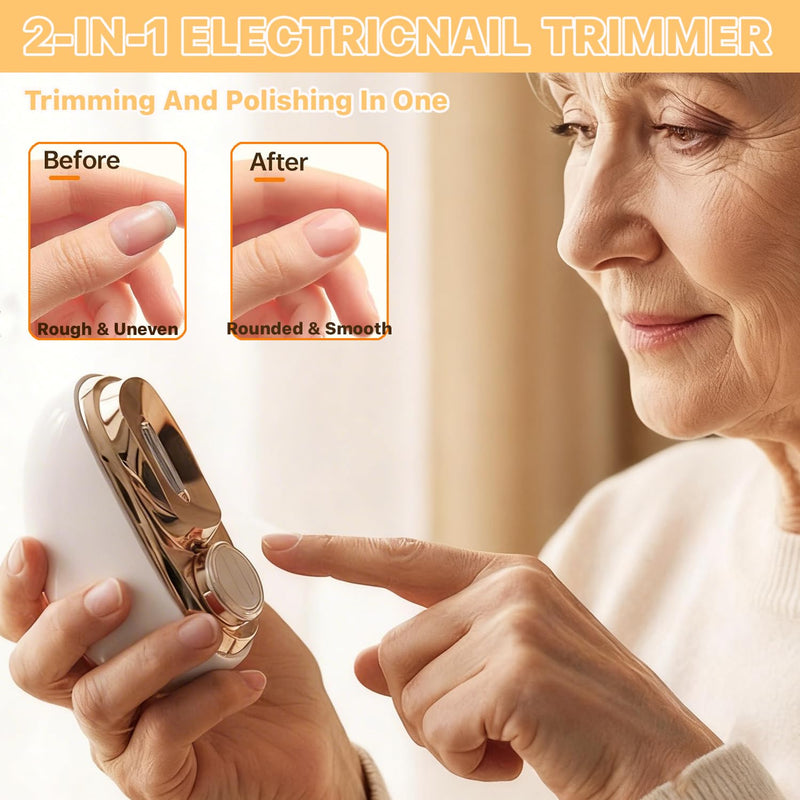 Electric Nail Clipper, Electric Nail Clippers for Seniors, 2026 3 in 1 Electric Automatic Nail Clipper for Adults，Kids with Polishing and 3 Speeds (Orange) orange