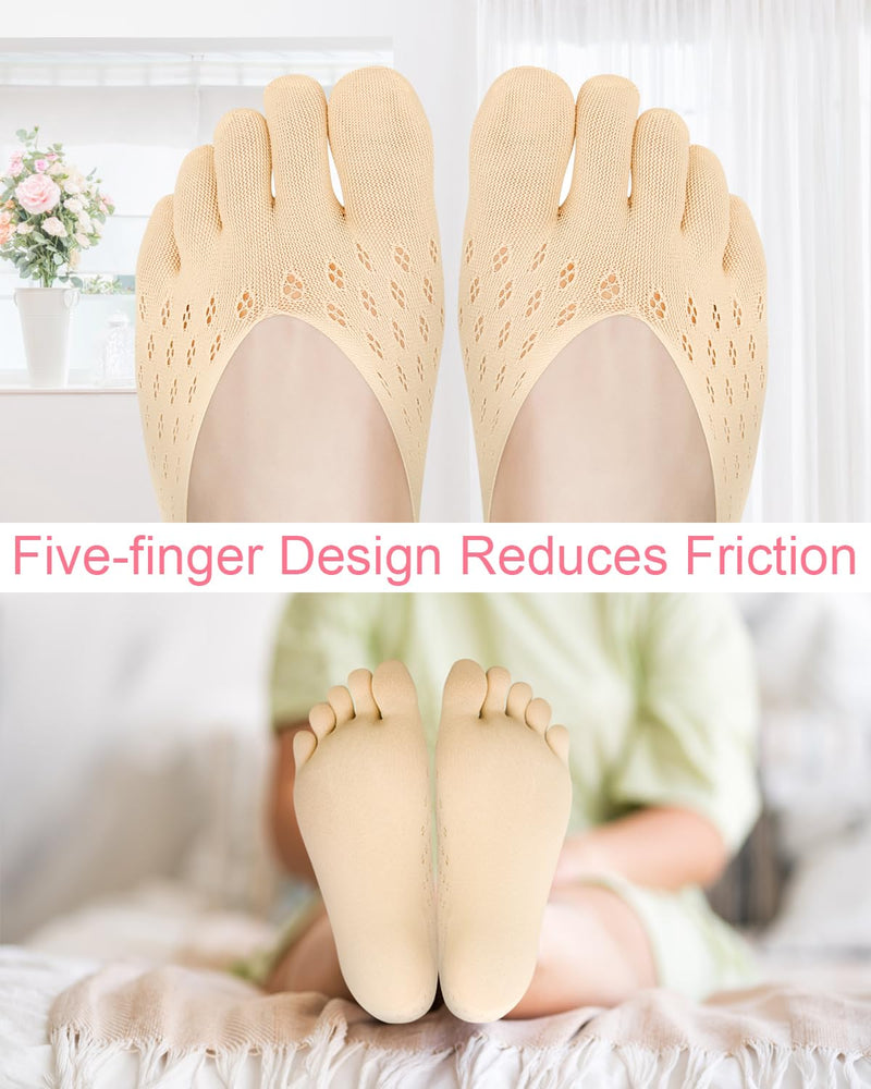 6 Pair Bunion Relief Socks, Toe Alignment Compression Toe Separator Socks, No Show Low Cut Liner Five Finger for Women & Men Bunion