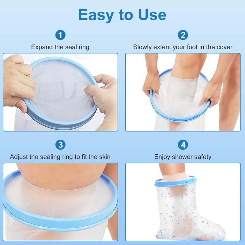 Waterproof Foot Shower Cover Adults, Foot Shower Cast Protector Watertight Shower Boot for Foot/Ankle Brace, Splints, Toe Bunion Post Surgery Bandage Dressing ADULT FOOT
