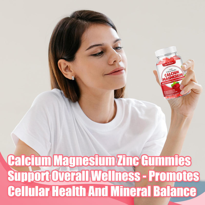 softbear Calcium Magnesium Zinc Gummies for Women, Calcium Magnesium Supplement with Vitamin D3 for Bone Strength, Vegan/Sugar-Free, Raspberry Flavor 60 Count 60 Count (Pack of 1)