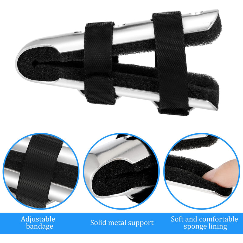 BBTO 6 Pcs Finger Splint Metal Support Finger Brace Arthritis Knuckle Immobilization with Soft Foam Inner Band and Protective Vent for Adults and Children, 2 Styles, Different Sizes(Black) Black